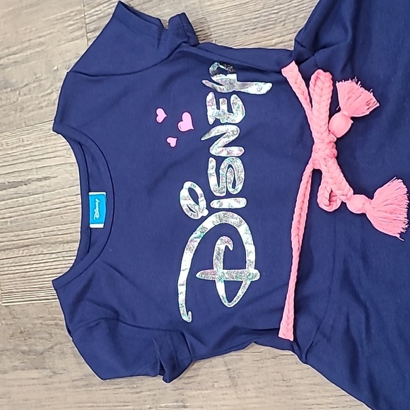 Disney Princess Blue Pink Belted Shiny Skater Dress Size Small 6/6X - Picture 5 of 5